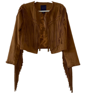 AMARYLLIS Faux Suede Fringe Jacket